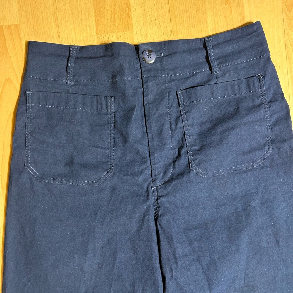 Anthropologie Maeve Colette The Magic Fabric Crop Wide Leg Pant Navy Blue 32 - Picture 5 of 13